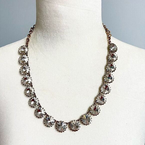J Crew Jewel Venus Flytrap Medallion Sparkle Bib Necklace - Picture 1 of 4